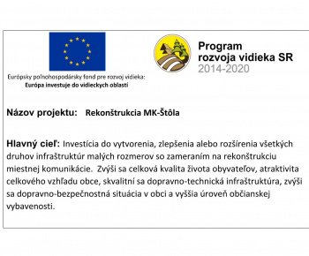 Projekty obce / Program rozvoja vidieka SR 2014-2020 - Rekonštrukcia miestnej komunikácie v obci Štôla - foto