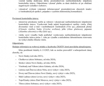 Aktuality / Naliehavé upozornenie na zamedzenie šírenia choroby Zlaté žltnutie viniča - foto