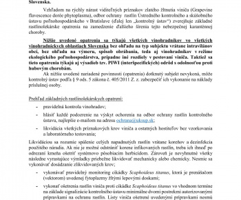 Aktuality / Naliehavé upozornenie na zamedzenie šírenia choroby Zlaté žltnutie viniča - foto