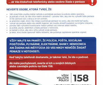 Aktuality / Preventívne opatrenia na ochranu seniorov pred možnými podvodnými konaniami  - foto
