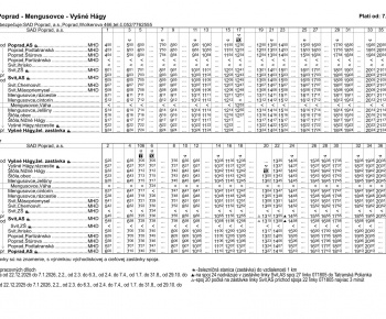 Aktuality / Cestovný poriadok Poprad - Mengusovce - Vyšné Hágy, platný od 07.04.2026 a schéma prestupných nadväzností - foto