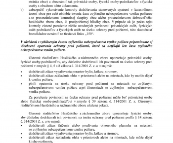 Aktuality / Vyhlásenie času zvýšeného nebezpečenstva vzniku požiaru od 04.05.2026 do odvolania - foto
