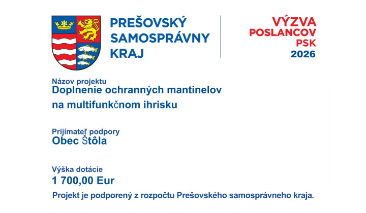 Doplnenie ochranných mantinelov na multifunkčnom ihrisku „Projekt je podporený z rozpočtu Prešovského samosprávneho kraja“