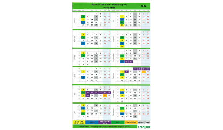 Kalendár zberu komunálneho odpadu v obci Štôla 2026